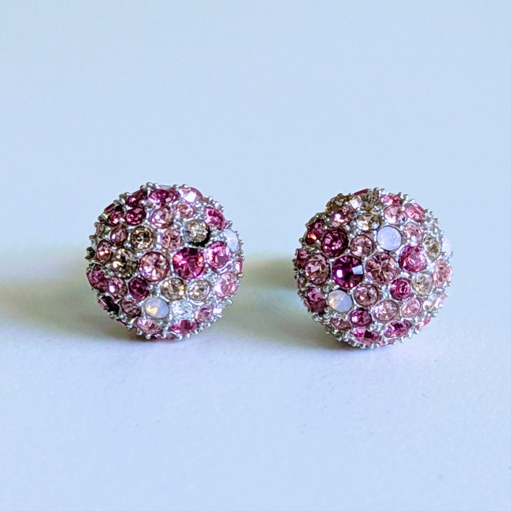 NEW Chamilia Kaleidoscope Pavé Stud Earrings Pink Gems Sterling Silver 925